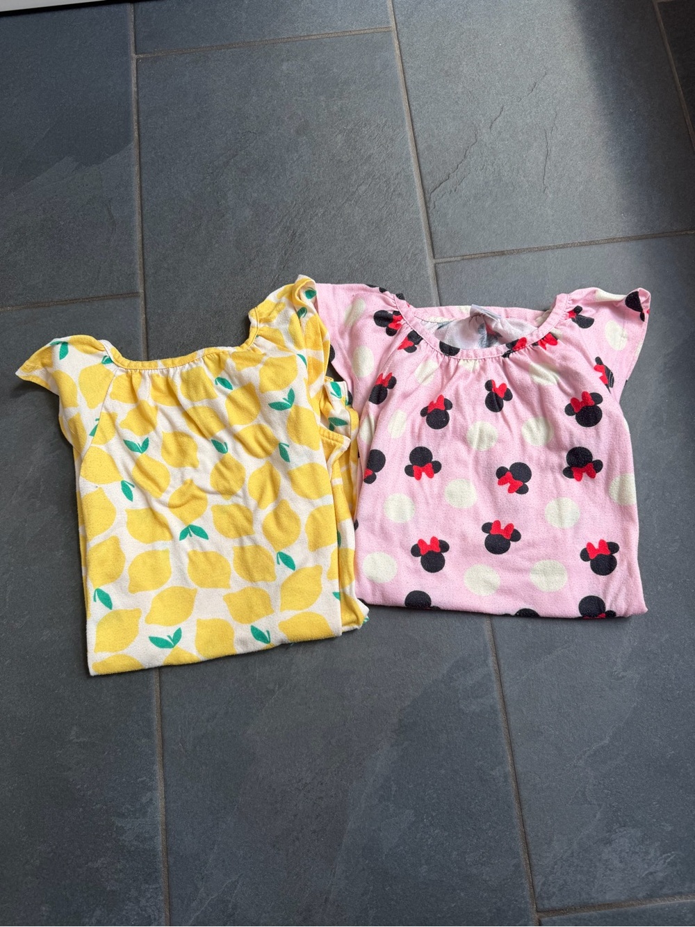Hanna Andersson Yellow Lemon Print & Pink Minnie Dot Dresses